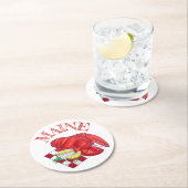 MEメインロブスターシャックシーフードディナーレッドギンガム ラウンドペーパーコースター (インサイチュ)