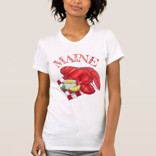MEメインロブスターシャックシーフードディナーレッドギンガム Tシャツ