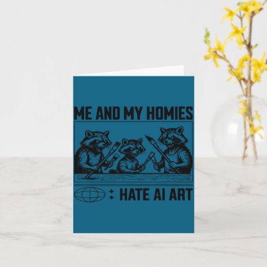 Me And My Buddies Hate Ai Art Funny Design  カード (黄色い花)