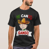 Me Canso Ganso AMLOメキシコチビ（小さくかわいく書いた感じ）かわいい黒T市 Tシャツ (正面)