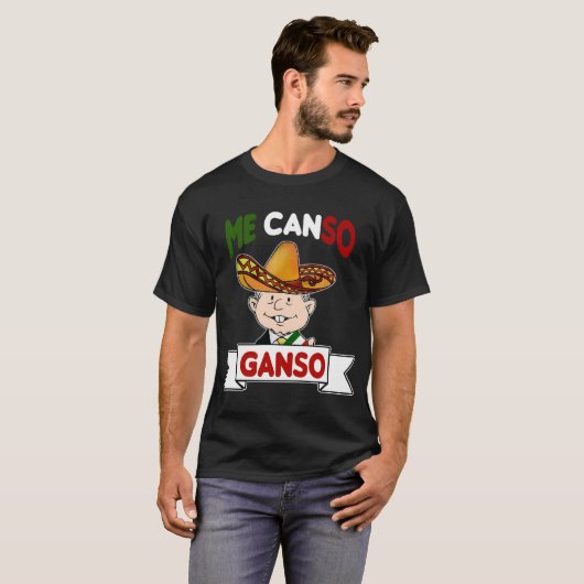 Me Canso Ganso AMLOメキシコチビ（小さくかわいく書いた感じ）かわいい黒T市 Tシャツ (正面フル)