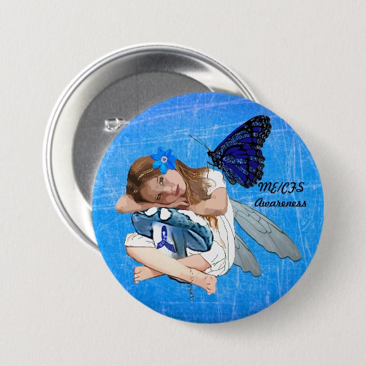 ME/CFSエンジェルフェアリーガール認識度リボン 缶バッジ (正面&裏面)