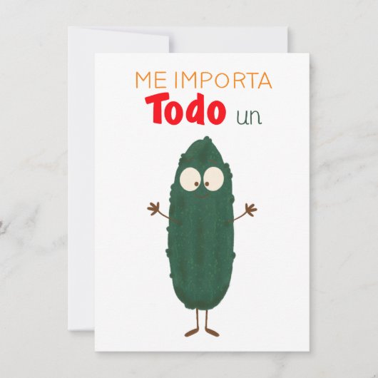 Me importa todo un pepino tarjeta (正面)