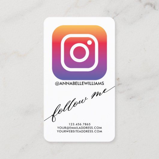 Me Instagram後を追写真ソーシャルメディア 名刺 (裏面)