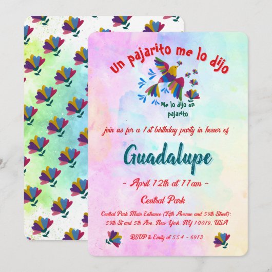 Me lo dijo un pajarito - Arte Mexicano Digital 招待状 (正面/裏面)