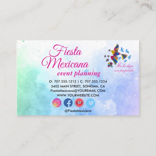 "Me lo dijo un pajarito" Arte  Mexicano Estándar 名刺 (裏面)