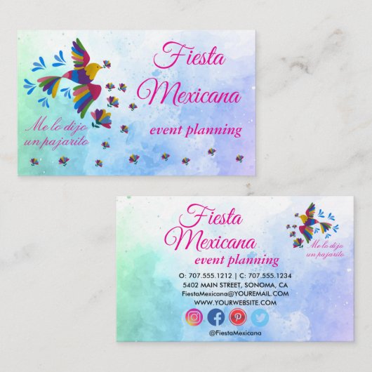 "Me lo dijo un pajarito" Arte  Mexicano Estándar 名刺 (正面/裏面)