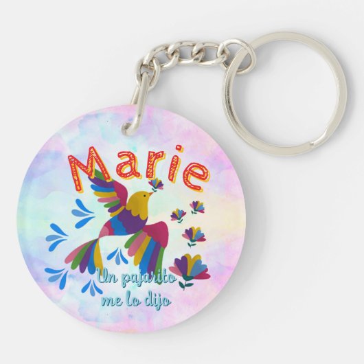 'Me lo dijo un pajarito' – editable nombre foto キーホルダー (裏面)