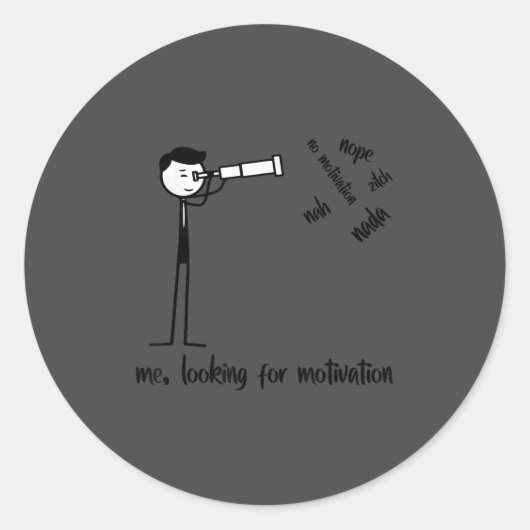 Me Looking For Motivation Funny Stickman Figures  ラウンドシール (正面)