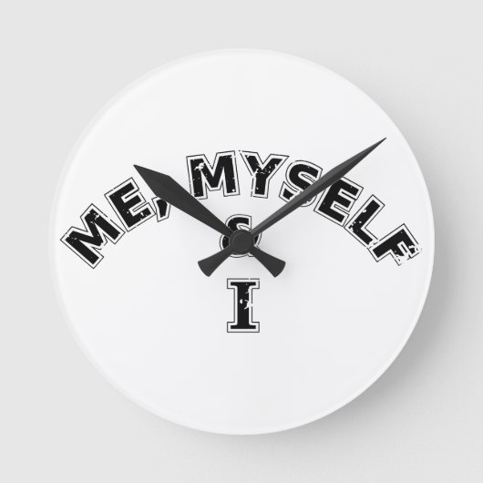 Me Myself And I Typography ラウンド壁時計 (正面)