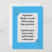 Me Not 忘れ Poem Blue  imageメモリアルカード 招待状 (裏面)