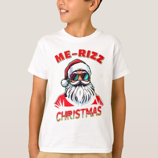 Me-Rizz クリスマス Gen Alpha ミーム おもしろ Tシャツ (正面)