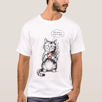 "Me When I Start a Diet" Cat and Pizza T-Shirt Tシャツ