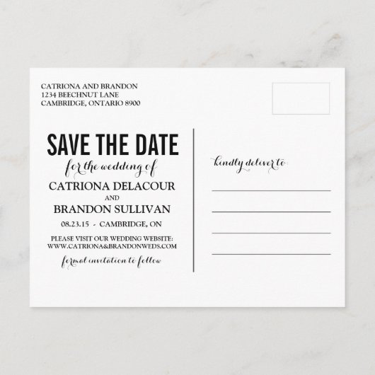 Me & You Vennダイアグラムハート日付ポストカードの保存 案内ポストカード (裏面)