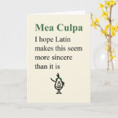 Mea Culpa、謝罪おもしろい詩 カード (黄色い花)