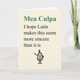 Mea Culpa、謝罪おもしろい詩 カード