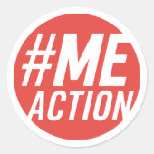 #MEAction 赤ロゴ クラシック ラウンド ステッカー (正面)