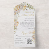 Meadowエレガントフローラ結婚のQRコード オールインワン招待状 (内側)