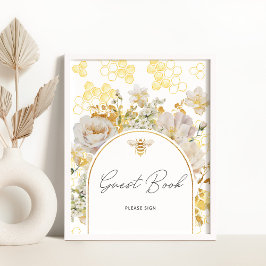 Meadowフローラ金ゴールドビーゲストブックポスター ポスター