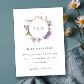 Meadow薄紫フローラ結婚リースのギフトレジストリ エンクロージャーカード