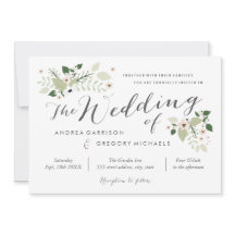 Meadow開花結婚式招待状 – 白