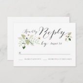 Meadow開花RSVPカード – 白 出欠カード (正面/裏面)