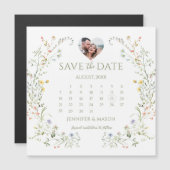 Meadow カラフル Flower Save the Date Photo Magnet (正面/裏面)