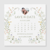 Meadow カラフル Flower Save the Date Photo Magnet (正面)