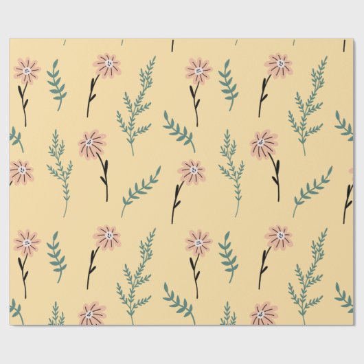 Meadow Blooms: Minimalist Botanical Pattern ラッピングペーパー (フラット)