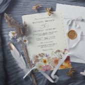 Meadow Bohemian Wildflower Rustic QR Code Wedding 招待状