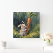 Meadow Bunny Dreams：時お洒落計 スクエア壁時計 (ホーム)