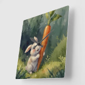 Meadow Bunny Dreams：時お洒落計 スクエア壁時計 (傾斜)