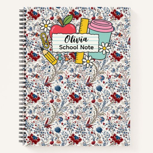 meadow floral Back to School Supplies Teachers  ノートブック (正面)