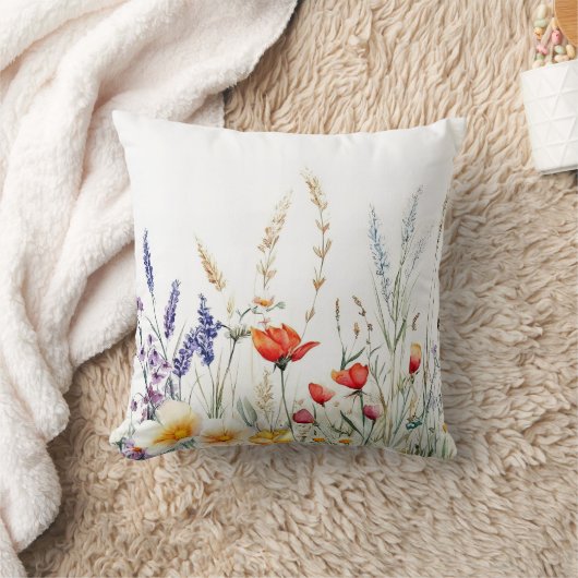 Meadow Flowers and Lavender クッション (ブランケット)