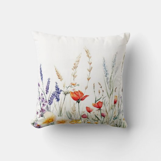 Meadow Flowers and Lavender クッション (正面)
