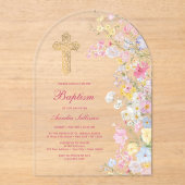 Meadow Flowers Arch Baptism アクリル招待状 (正面)