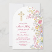 Meadow Flowers Arch First Communion Invitation 招待状 (正面)
