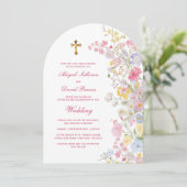 Meadow Flowers Arch Religious Wedding 招待状 (スタンド正面)
