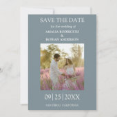 Meadow Flowers Blue Gray Photo Save the Date セーブザデート (正面)
