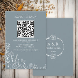 Meadow Flowers Blue Gray Scan QR RSVPカード