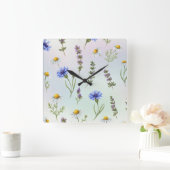Meadow Flowers by Natasha Us スクエア壁時計 (ホーム)