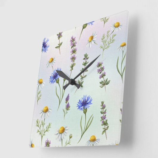 Meadow Flowers by Natasha Us スクエア壁時計 (傾斜)