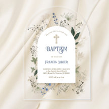 meadow flowers frame Baptism Invitation