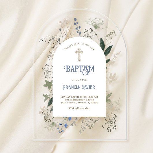 meadow flowers frame Baptism Invitation アクリル招待状