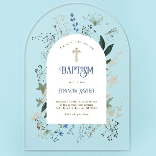 meadow flowers frame Baptism Invitation アクリル招待状