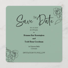 Meadow Green Square日付カジュアルカードを保存 招待状