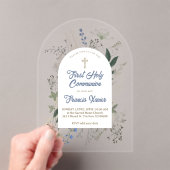 meadow greenery frame First Holy Communion アクリル招待状 (インサイチュ (ポータブル))