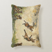 Meadow Matchup Playful Hares in a Meadow アクセントクッション (正面(垂直))