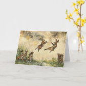 Meadow Matchup Playful Hares in a Meadow  カード (黄色い花)