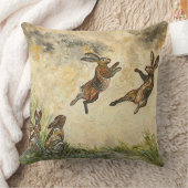 Meadow Matchup Playful Hares in a Meadow  クッション (ブランケット)